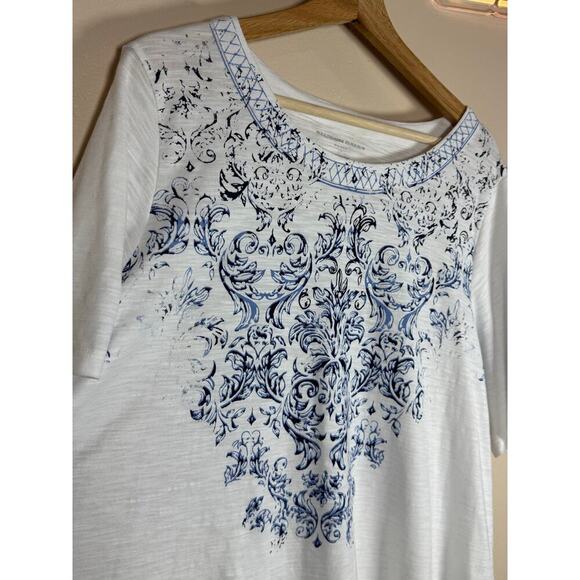 Alison Daley Women’s Top Plus Size 2X Slub Knit Cotton Blend Lightweight Print - Picture 2 of 6